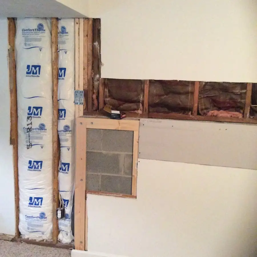 Wall insulation replacement during Basement Flood Cleanup in McSwain